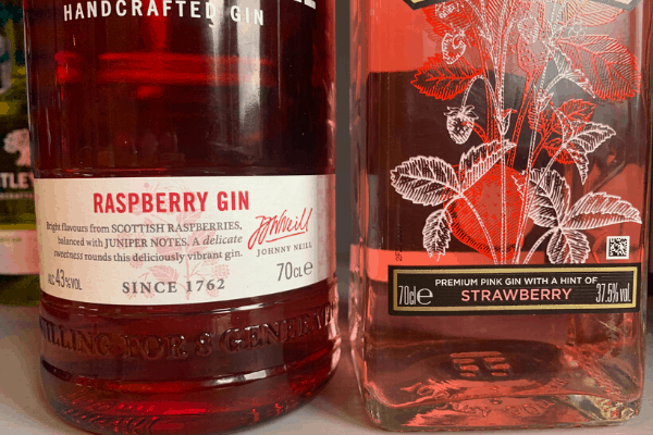 raspberry and strawberry gins